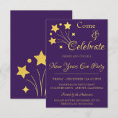 Gold Fireworks - Uitnodiging voor nieuwe jaren (Voorkant / Achterkant)