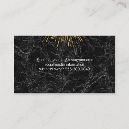 Gold Fireworks | Zwarte marmer Visitekaartje (Achterkant)