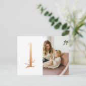 Gold First Birthday Foto: briefkaart (Staand voorkant)