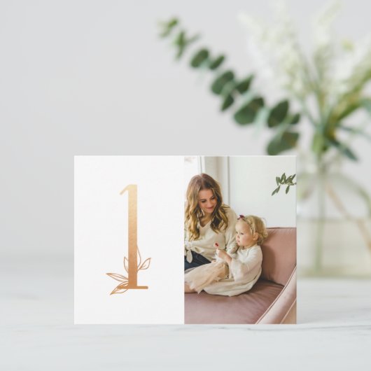 Gold First Birthday Foto: briefkaart (Staand voorkant)