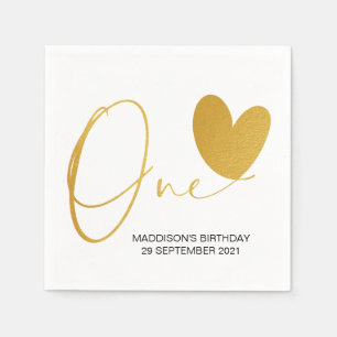 Gold First Birthday Party One Celebration Napkins Servet