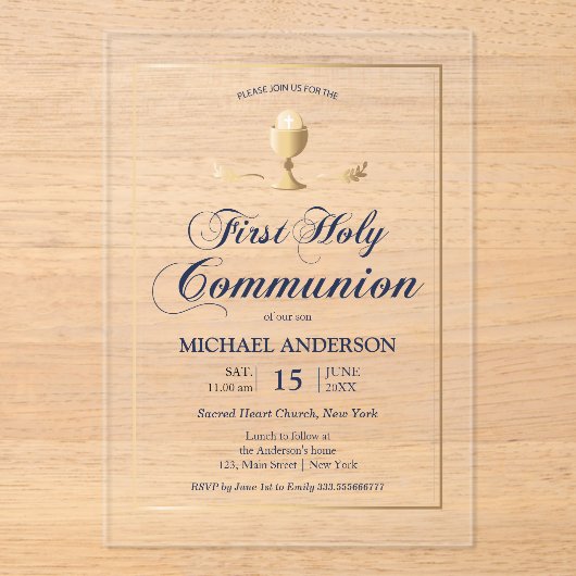 Gold First Community Elegant Invitation Acryl Uitnodigingen (Voorkant)