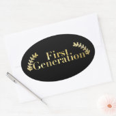 Gold First Generation-student met Gold Foliage Ovale Sticker (Envelop)