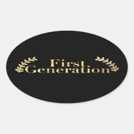 Gold First Generation-student met Gold Foliage Ovale Sticker