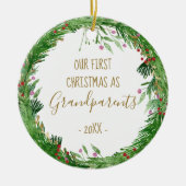 Gold First Kerstmis als Grootouders Baby Foto Keramisch Ornament (Voorkant)