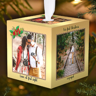 Gold First Kerstmis Engaged-foto Decoratie
