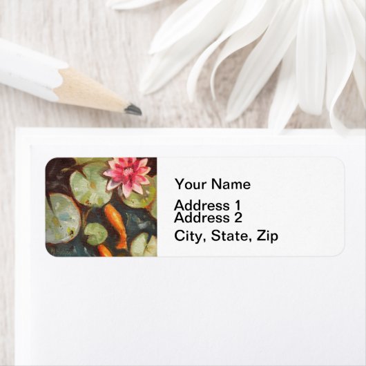 Gold Fish Koi Pond Water Lilie Etiket (Insitu)