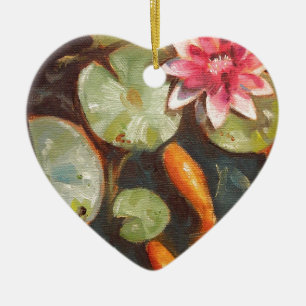 Gold Fish Koi Pond Water Lilie Keramisch Ornament