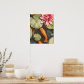 Gold Fish Koi Pond Water Lilie Poster (Keuken)