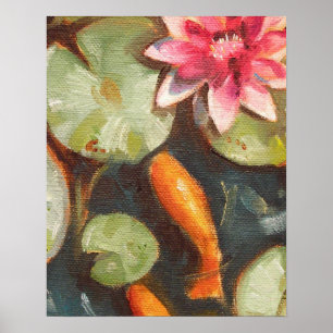 Gold Fish Koi Pond Water Lilie Poster