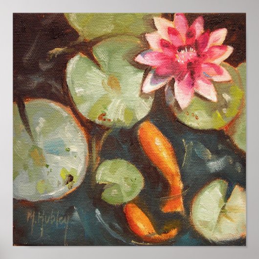 Gold Fish Koi Pond Water Lilie Poster (Voorkant)