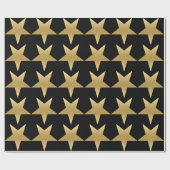 Gold Five Point Stars Pattern BlackBackground Cadeaupapier (Vlak)