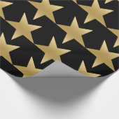 Gold Five Point Stars Pattern BlackBackground Cadeaupapier (Hoek)