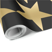 Gold Five Point Stars Pattern BlackBackground Cadeaupapier (Rol Hoek)