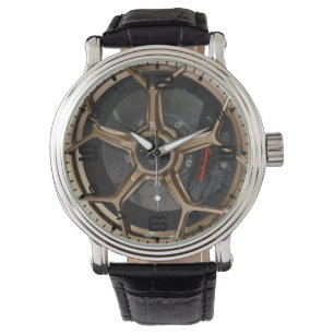 Gold Five Spoke Wheel and Brake Mannen Watch Horloge