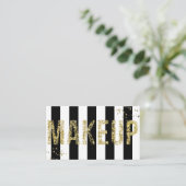 Gold Flakes Glitter Black White Minimale Makeup Visitekaartje (Staand voorkant)