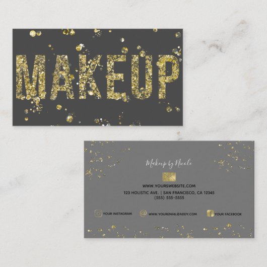 Gold Flakes Glitter Glam Minimale Beauty Makeup Visitekaartje (Voorkant / Achterkant)