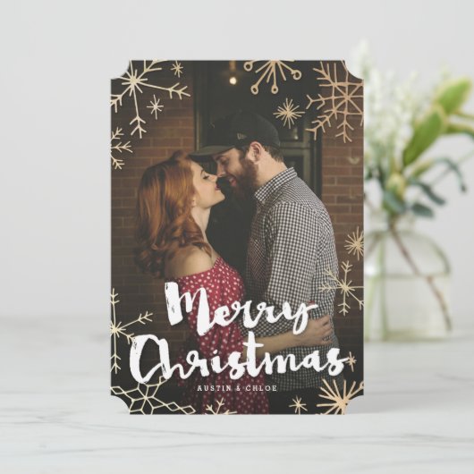 Gold Flakes kerst Feestdagenkaart (Staand voorkant)