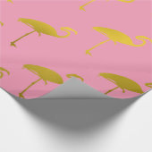 Gold Flamingo Faux Metallic Foil tropical Flamingo Cadeaupapier (Hoek)