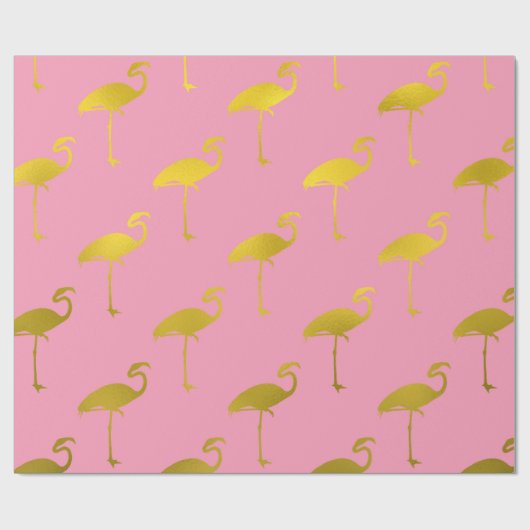 Gold Flamingo Faux Metallic Foil tropical Flamingo Cadeaupapier (Vlak)