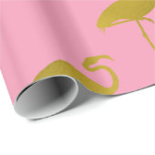 Gold Flamingo Faux Metallic Foil tropical Flamingo Cadeaupapier (Rol Hoek)