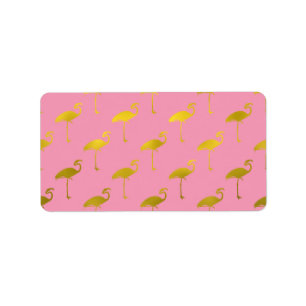 Gold Flamingo Faux Metallic Foil tropical Flamingo Etiket