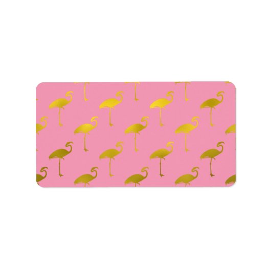 Gold Flamingo Faux Metallic Folie Tropische Flamin Etiket (Voorkant)