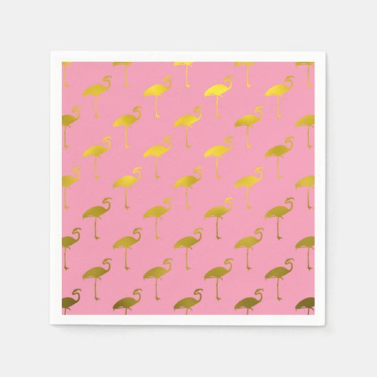 Gold Flamingo Faux Metallic Folie Tropische Flamin Servetten (Voorkant)