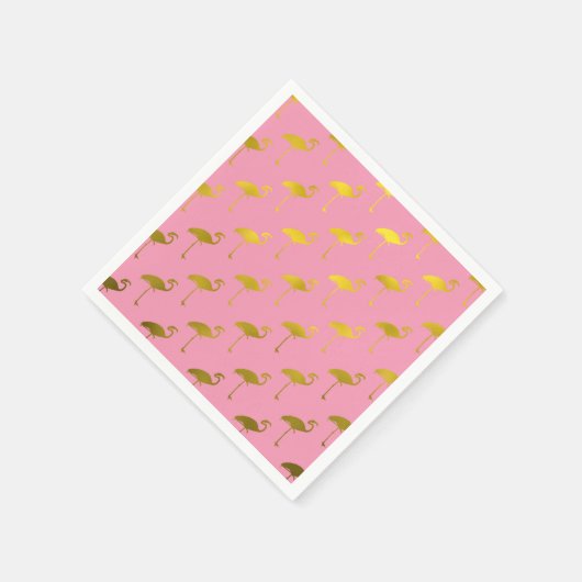 Gold Flamingo Faux Metallic Folie Tropische Flamin Servetten (Hoek)