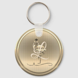 Gold Flamingo Monogram Sleutelhanger
