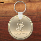 Gold Flamingo Monogram Sleutelhanger (Voorkant)