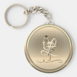 Gold Flamingo Monogram Sleutelhanger
