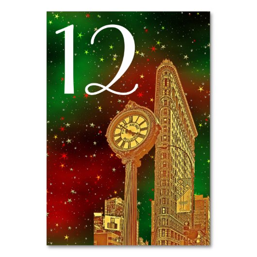 Gold Flatiron Building NYC Skyline #2 Xmas Starry Kaart (Voorkant)