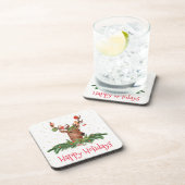 Gold Fleck-kerstrecer Prettige feestdagen Drankjes Onderzetter (Rechterzijde)