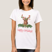 Gold Fleck-kerstrecer Prettige feestdagen T-shirt (Voorkant)