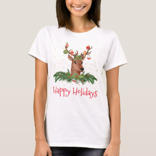 Gold Fleck-kerstrecer Prettige feestdagen T-shirt
