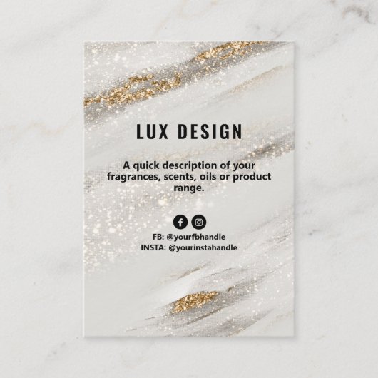 Gold Fleck White Glitter Product Price List Kaart Visitekaartje (Voorkant)