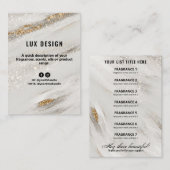 Gold Fleck White Glitter Product Price List Kaart Visitekaartje (Voorkant / Achterkant)