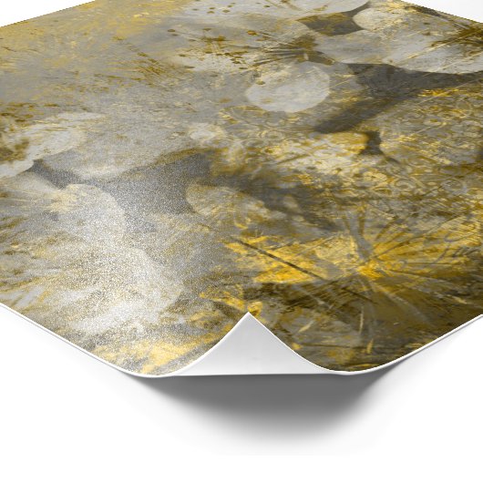  Gold Flecked Floral Grayscale Foto Afdruk (Hoek)