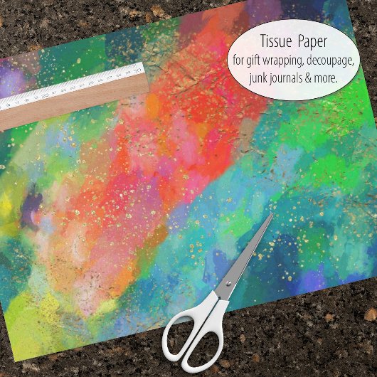 Gold Flecked Scarlet, Turquoise en Bright Green Tissuepapier