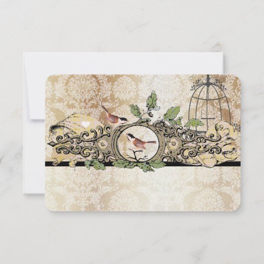 Gold Flecks Birdcage Damask  Love Bird RSVP (Achterkant)