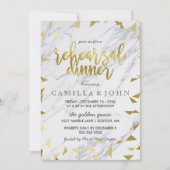 Gold Flecks & marble Rehearsal Dinner Invitation Kaart (Voorkant)