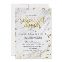 Gold Flecks & marble Rehearsal Dinner Invitation