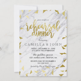 Gold Flecks & marble Rehearsal Dinner Invitation Kaart