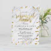 Gold Flecks & marble Rehearsal Dinner Invitation Kaart (Staand voorkant)