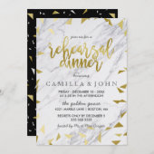 Gold Flecks & marble Rehearsal Dinner Invitation Kaart (Voorkant / Achterkant)