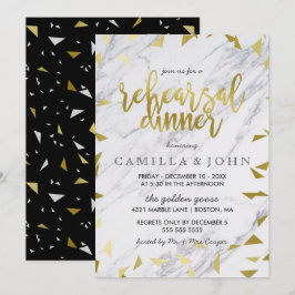 Gold Flecks & marble Rehearsal Dinner Invitation Kaart