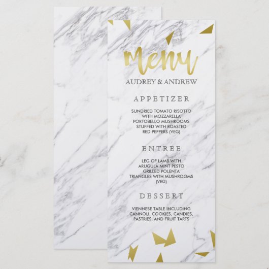 Gold Flecks & Marble Wedding Menu (Voorkant / Achterkant)