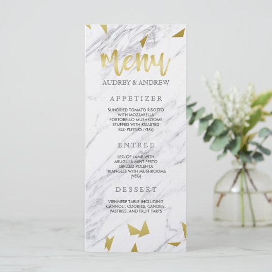 Gold Flecks & Marble Wedding Menu (Staand voorkant)