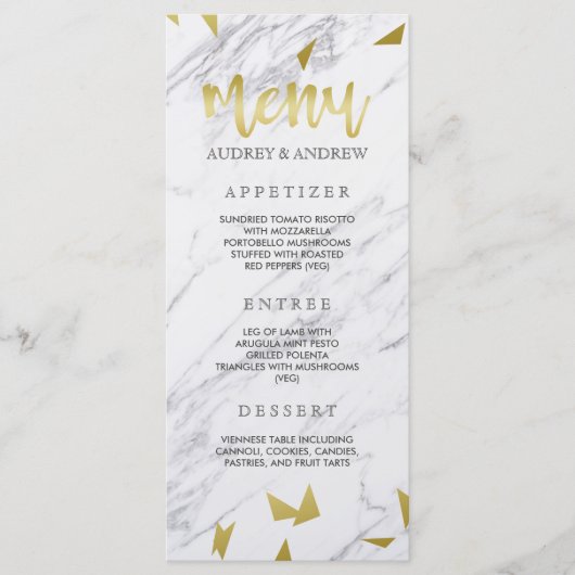 Gold Flecks & Marble Wedding Menu (Voorkant)